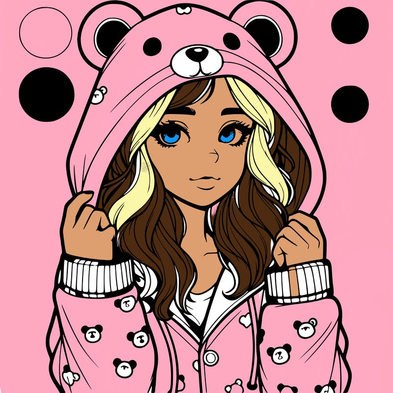 realistic girl in a animal pjs hoodie