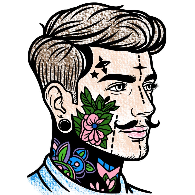 man with face tattoos