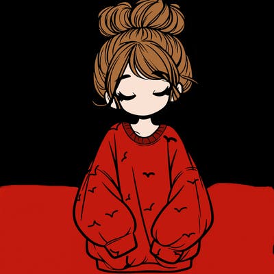 girl with baggy sweatshirt and messy bun