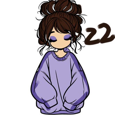 girl with baggy sweatshirt and messy bun