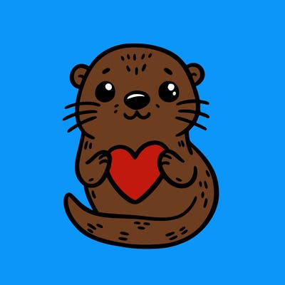 otter with a heart