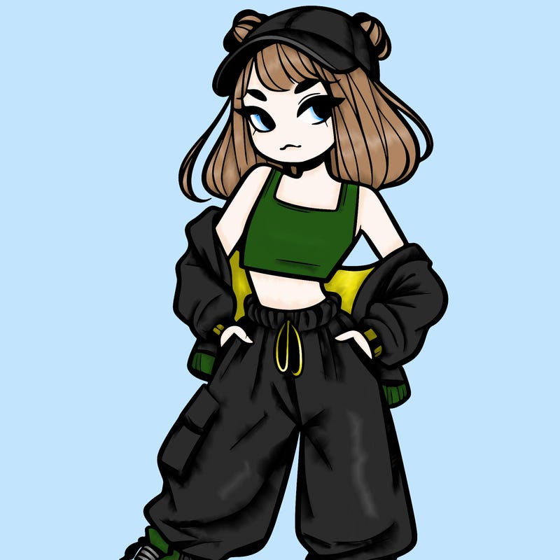 girl in crop top and baggy pants