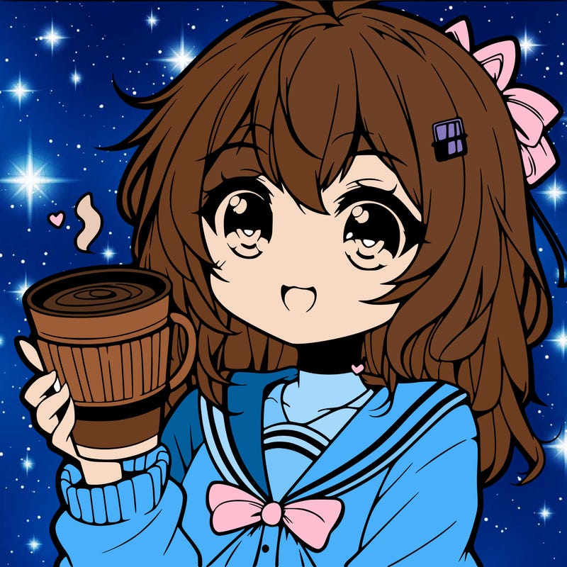 girl coffee in her hand ￼ anime cute ￼￼