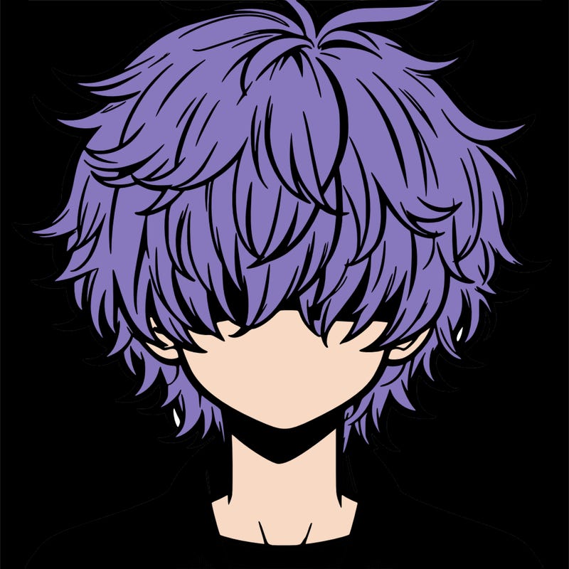 manga boy fluffy hair covering his eyes