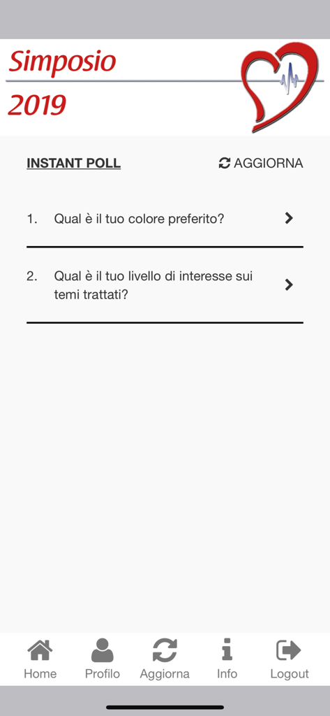 Instant poll screen within the Deep ECM app for a medical symposium
