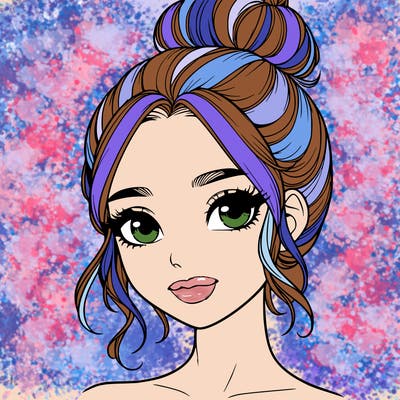 realistic pretty girl with hair in bun