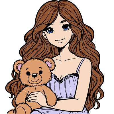 young woman with a teddy bear