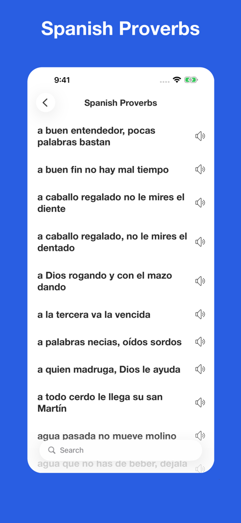 Spanish Idiom Dictionary - A list of Spanish proverbs within the Spanish Idiom Dictionary mobile application