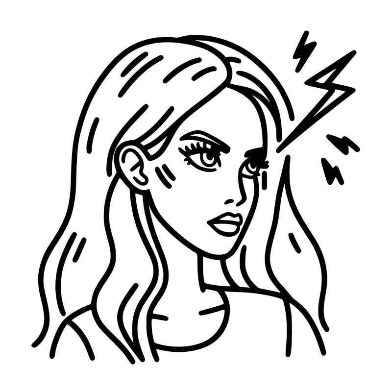 woman with lightning bolt coming out of her head