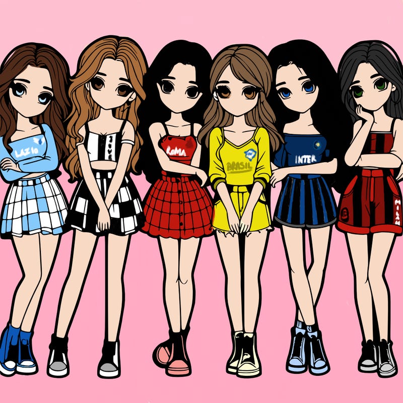 a group of girls realistic