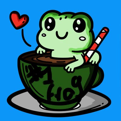 cute frog in a tea cup