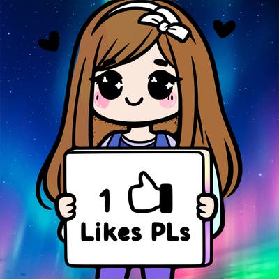 girl holding a sign saying 10 likes pls