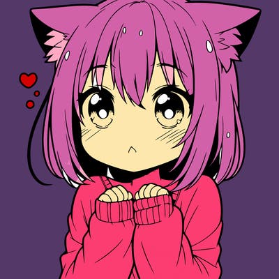 shy anime catgirl