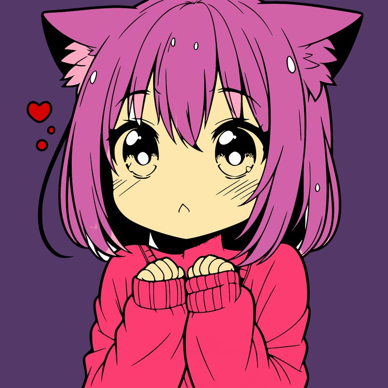 shy anime catgirl