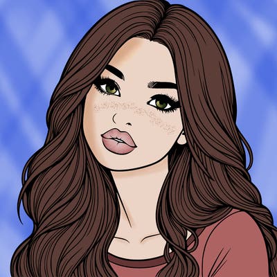 realistic girl with hair on her hair and lips