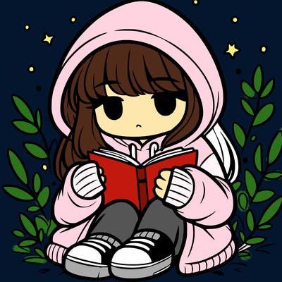 girl in oversized hoodie reading a book