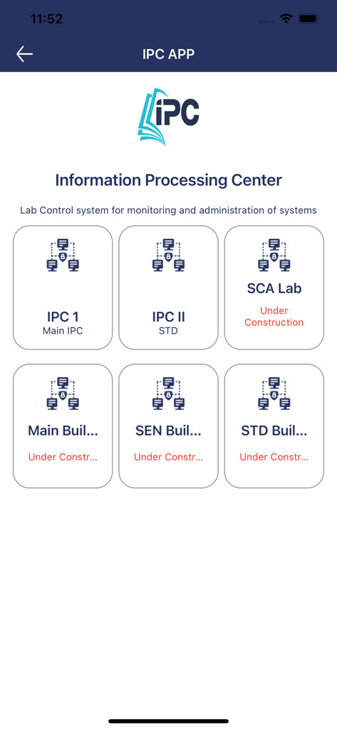 myUMT - myUMT Information Processing Center dashboard showing various university lab monitoring and status cards