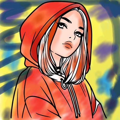 a realistic girl in a hoodie