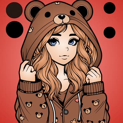 realistic girl in a animal pjs hoodie