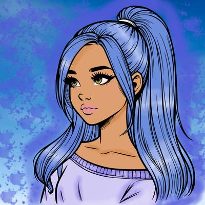 realistic girl with a high ponytail