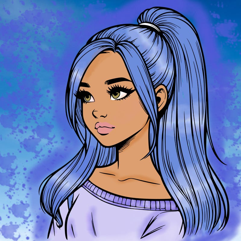 realistic girl with a high ponytail