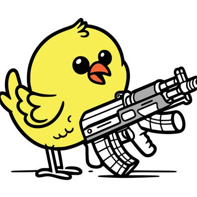 bird with a machine gun