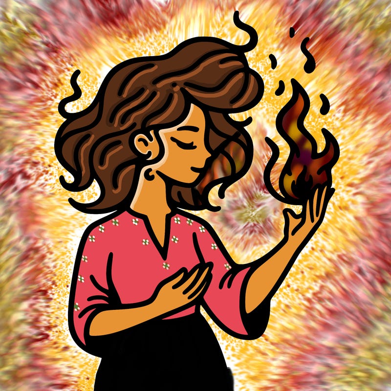 woman with fire