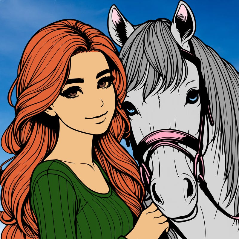 realistic girl with horse