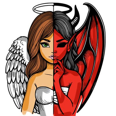 realistic angel half demon