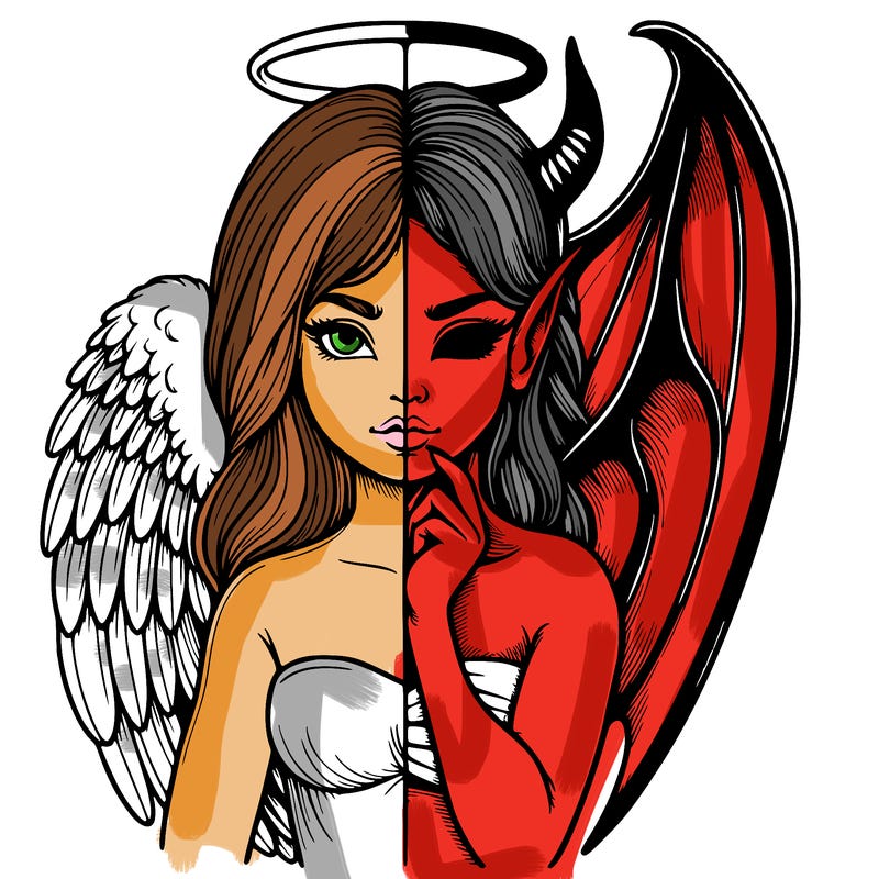 realistic angel half demon