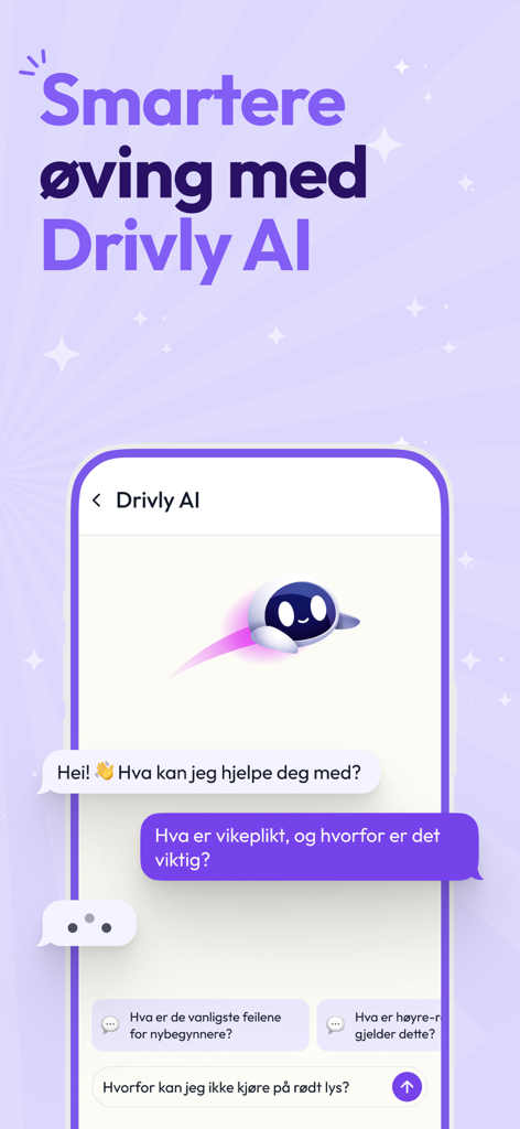 Drivly: Pass your permit test - Interfaz de la IA de Drivly que proporciona práctica personalizada para el examen de conducir a través de un chatbot