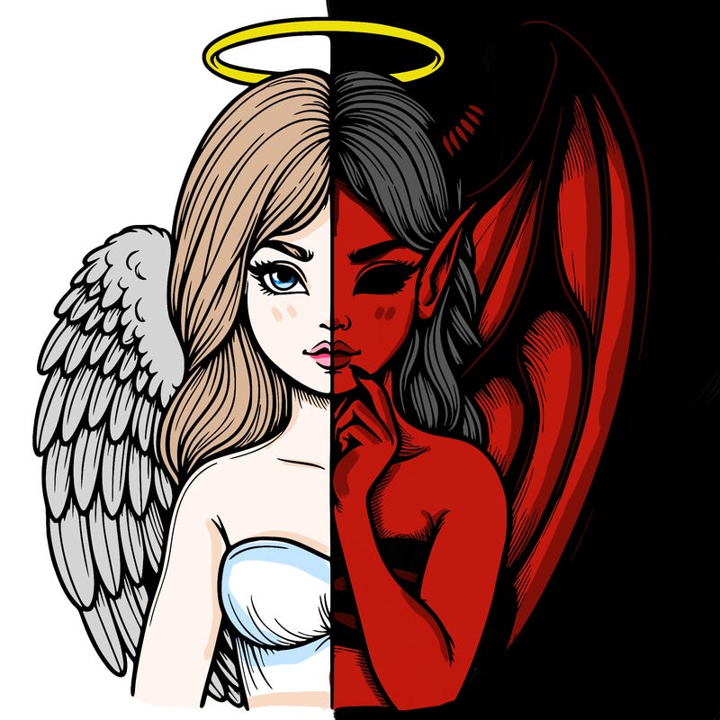 realistic angel half demon