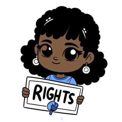 black girl holding a rights sign