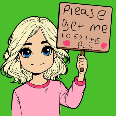 realistic girl holding up a sign