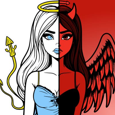 devil vs angel realistic girl