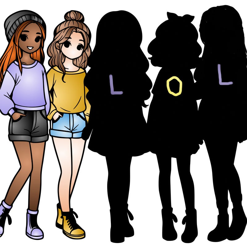 a group of five girls