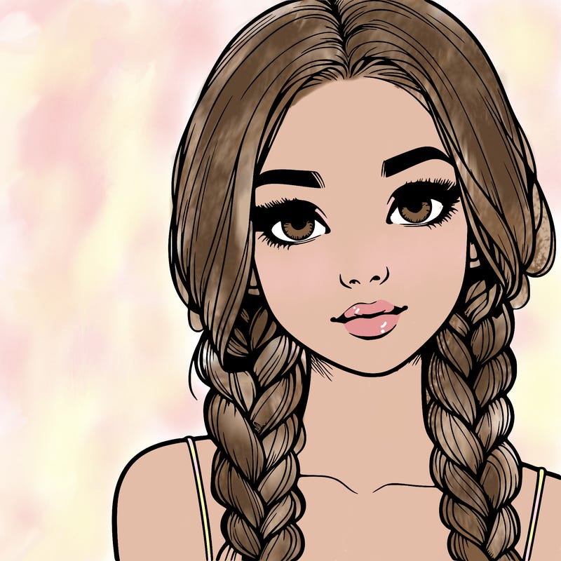 realistic girl with braids