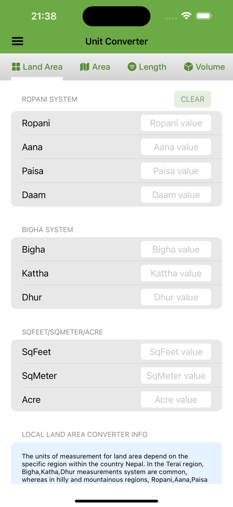 Smart Patro app unit converter for Nepali land measurement systems like Ropani and Bigha