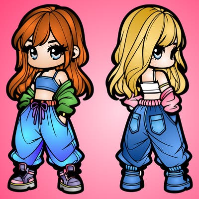 girl in crop top and baggy pants