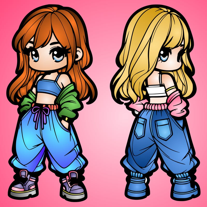 girl in crop top and baggy pants