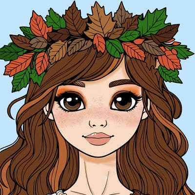 realistic girl with fall leaf crown