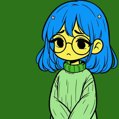 sad girl with glasses in a sweater