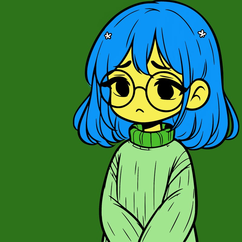 sad girl with glasses in a sweater