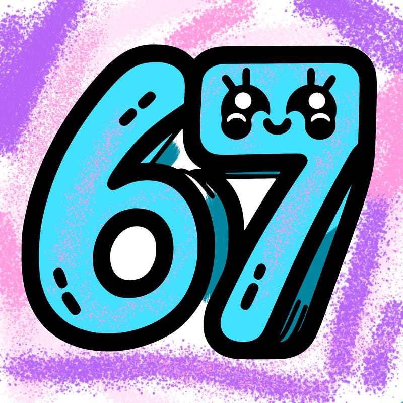the numbers 67