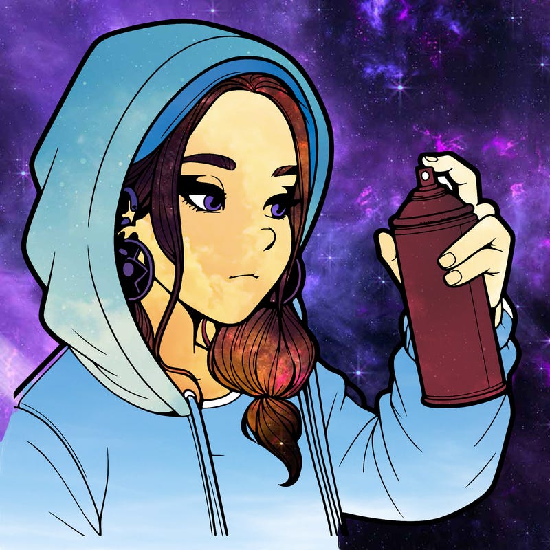 a realistic girl, spray painting