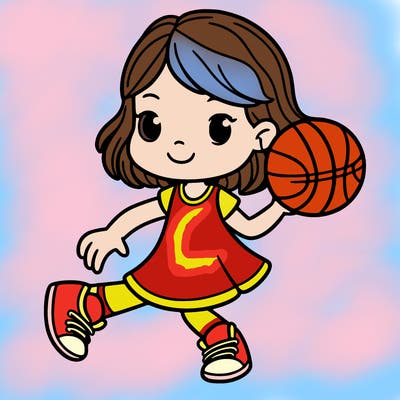a girl playing basketball