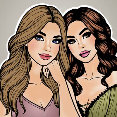 beautiful best friends women realistic