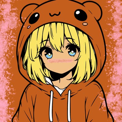 anime cute girl with hoodie