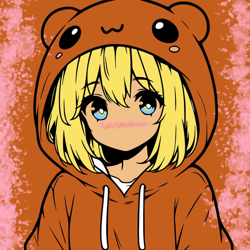 anime cute girl with hoodie