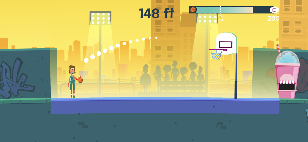 Basketball Orbit - A basketball player aiming a shot on an urban street court at sunset